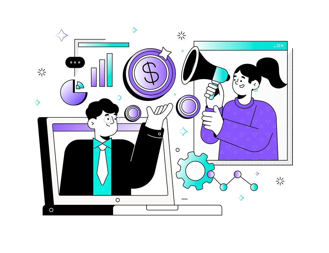 Ilustración del programa de socios: comisiones, difusión y crecimiento